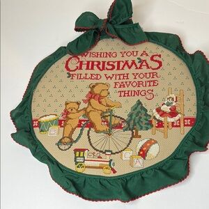 Christmas Teddy Bear Cross Stitch on frame